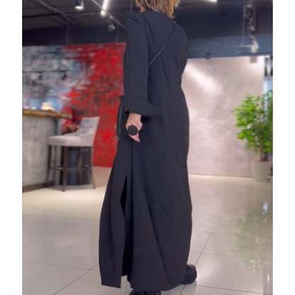 Hazel™ | Loose Long Dress with Lapels and Side Split