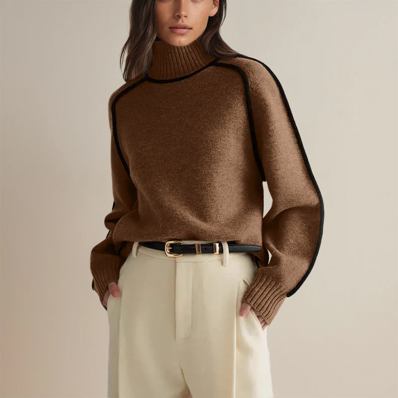 Elyse™ | Luxurious Turtleneck with Contrast Details